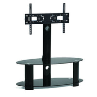 TygerClaw TV Stand for 37" - 60" TV, 17.7" x 51.2" x 47.2", Black-Double Layers TV Stand with 2 black glasses