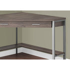 Monarch Specialties 7501 42" Computer Desk - Dark Taupe Corner/Silver Metal-Sturdy metal frame in a silver finish has robust, exposed side legs with a rectangular shape