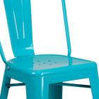 Flash Furniture 24" High Crystal Teal-Blue Metal Indoor-Outdoor Counter Height Stool with Back-Crystal Teal-Blue Powder Coat Finish