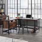 Sauder 66"W Briarbrook L-Desk - Barrel Oak-Open cubby storage areas