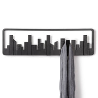 Umbra Skyline Multi-Hook, Black-Buildings flip forward to add function to form, Skyline celebrates urban living with a modern twist