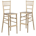 Flash Furniture HERCULES Series Gold Wood Chiavari Barstool - 2 Pack-600 lb. Weight Capacity