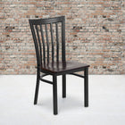 Flash Furniture HERCULES Series Black School House Back Metal Restaurant Chair - Walnut Wood Seat - 2 Pack-Welded Joint Assembly