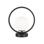 Dainolite Adrienna Modern Halogen Table Lamp - 1 Light - Matte Black with White Opal Glass -Suitable for desks and Side Tables