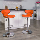 Flash Furniture Contemporary Orange Vinyl Adjustable Height Barstool with Panel Back & Chrome Base - 2 Pack-Swivel Seat