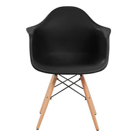 Nicer Furniture Eiffel Style Armchair with Natural Wood Legs -Black-High quality heavy-duty plastic molded seat with a matte finish