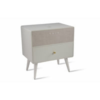 Koble Ralph Retro-Style Smart Side Table with Qi Wireless Charging - White-Stereo Pairing: Connect 2 Side Tables for True Wireless Sound