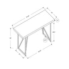 Monarch Specialties 7376 48" Computer Desk - White/Silver Metal-Compact size ideal for small spaces, lofts, apartments