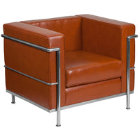 Flash Furniture - Fauteuil contemporaine en cuir cognac de la série HERCULES Regal encastré dans le cadre-Style contemporain