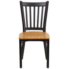 Flash Furniture HERCULES Series Black Vertical Back Metal Restaurant Chair - Natural Wood Seat - 2 Pack-Set of 2 Metal Dining Chairs