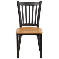Flash Furniture HERCULES Series Black Vertical Back Metal Restaurant Chair - Natural Wood Seat - 2 Pack-Set of 2 Metal Dining Chairs