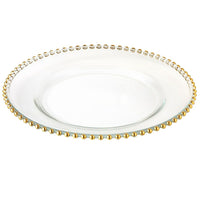 Elegance Set of 4 Gold Beaded Chargers 13"-Shape: Round