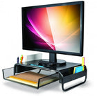 Allsop - Support pour moniteur Metal Art Organizer - Noir-Les compartiments latéraux offrent des espaces pour organiser vos fournitures de bureau