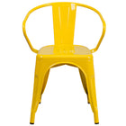 Flash Furniture Commercial Grade Metal Indoor-Outdoor Chair with Arms - Yellow-Set of 4 Stackable Bistro Style Chairs