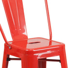 Flash Furniture Commercial Grade 24" High Red Metal Indoor-Outdoor Counter Height Stool with Back-Cross Brace under seat provides extra stability