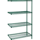 Kleton Green Epoxy Finish Wire Shelving, 4 Shelves, 24"D x 63"H, Add-on, 48"W-Depth: 24"