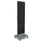 Azar Displays 16"W x 60"H 2-Sided Pegboard Floor Display with 16" Wheeled Base, Solid Black (700253-BLK)-Includes Acrylic Sign Holder strip and stands on 20" W x 5" H x 16" D metal base on wheels. Overall height is 66"
