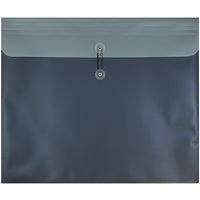 JAM Paper Plastic Envelopes with Button and String Tie Closure, 15 x 18, Charcoal Blue Poly, 24 Pack (215887cg)-Charcoal blue