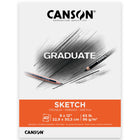 Canson Graduate Sketch Pad - 9" W x 12" H - Foldover Cover - 40 Sheets - (C31250P033)-A lightweight, durable sketchpad for art practice and art class study
