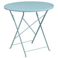 Flash Furniture 30'' Round Indoor-Outdoor Steel Folding Patio Table, Sky Blue (CO4SKY)-Folding Patio Table