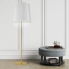 Dainolite Transitional Floor Lamp - 1 Light - Aged Brass with White Drum Shade-Metal