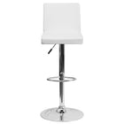 Flash Furniture Contemporary Vinyl Adjustable Height Barstools with Chrome Base - White - 2 Pack-Mid-Back Design