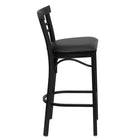 Flash Furniture HERCULES Series Black Two-Slat Ladder Back Metal Restaurant Barstool - Black Vinyl Seat - 2 Pack-Black Vinyl Upholstered Seat