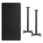 Flash Furniture 30" x 60" Rectangular Black Laminate Table Top with 22" x 22" Bar Height Table Bases-Black Laminate Top