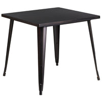 Flash Furniture 31.75" Square Black-Antique Gold Metal Indoor-Outdoor Table-Metal Cafe Table