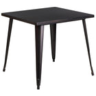 Table carrée en métal de 31,75 po pour l’intérieur et l’extérieur, noir et or antique (CH-51040-29-BQ-GG)-Table de café en métal