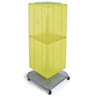 Azar Displays 40" x 14" x 14" 4-Sided Interlocking Pegboard Floor Display with Wheels, Yellow (701436-YEL)-Revolves on a square wheeled base