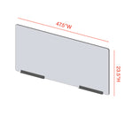 Mark Maker Modular Sneeze Guard Front - 47.5" W x 23.5" H panel 1/4" Clear Acrylic -2 12" aluminum bottom rails -no pass through-Made from 1/4” clear acrylic.