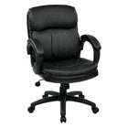 Work Smart Executive Mid Back Bonded Leather Chair, Black -Deluxe Mid Back Bonded Leather Chair, Black 