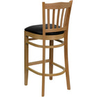 Flash Furniture HERCULES Series Vertical Slat Back Natural Wood Restaurant Barstool - Black Vinyl Seat-Black Vinyl Upholstered Seat