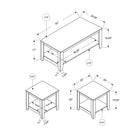 Monarch Specialties 7880P Table Set - 3Pcs Set/Industrial Grey-Each table has a bottom shelf for even more storage options
