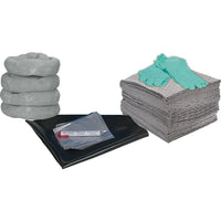 Zenith Safety 30-Gallon Shop Spill Kits, Universal, Without Container-Contents: 50 Sorbent Pads (15" x 17"), 4 Sorbent Socks (3" x 48"), 1 Drain Cover (36" x 36"), 1 Repair Putty (4 oz.), 2 Pairs Nitrile Gloves, 2XL (11) , 5 Disposal Bags (26" x 36")