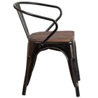Flash Furniture Black-Antique Gold Metal Chair with Wood Seat & Arms-Stack Quantity: 8