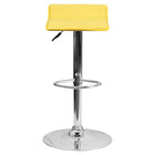 Flash Furniture 15" x 15" Vinyl Adjustable Height Bar Stool W/Chrome Base, Yellow, 2 Pack-Backless Design