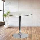 Flash Furniture 31.5" Round Glass Table with 29"H Chrome Base-Chrome Base