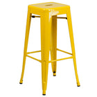 24'' Round Yellow Metal Indoor-Outdoor Bar Table Set with 4 Square Seat Backless Barstools (CH-51080BH-4-30SQST-YL-GG)-4