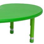 Flash Furniture 35"W x 65"L Half-Moon Green Plastic Height Adjustable Activity Table-Seats up to 8 Children or Seats up to 6 Children and 1 Adult