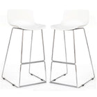 Cathay Importers White Low Back Counter Stool with Chrome Sled Legs, 2 Pack-Counter Stool
