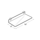 Azar Displays 16" x 6" Acrylic Shelf For Pegboard/Slatwall, Clear, 4 Pack (556095)-2"H x 16"W x 6"D, 3/16"T