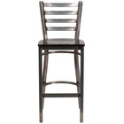 Flash Furniture - Tabouret de restaurant de la série HERCULES en métal transparent à dossier échelle - siège en bois de noyer-Ensemble de 2 tabourets de bar en métal pour la salle à manger