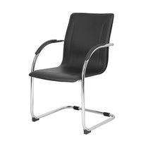 Nicer Furniture Cantilever Reception and Visitor Room Chair, Black Vinyl Set of, 4, 4 Pack-Economical stack chair provides superior durability and lumbar support