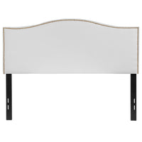 Flash Furniture Lexington Upholstered Full Size Headboard with Accent Nail Trim - White Fabric-Transitional Style
