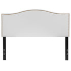 Flash Furniture - Tête de lit Lexington double rembourrée avec garniture pour clous décoratifs en tissu blanc-Style transition