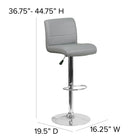 Flash Furniture Contemporary Vinyl Adjustable Height Barstools with Rolled Seat & Chrome Base - Grey - 2 Pack-Seat Adjusts from Counter to Bar Height