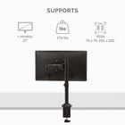 Basic Tech Single Monitor Arm (8057601)-Change viewing positions effortlessly with 2-1/2" - 27” of reach and 3-1/2" - 16-1/2" in height range.