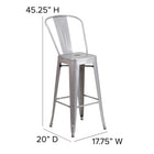 Flash Furniture Commercial Grade 30" High Silver Metal Indoor-Outdoor Barstool with Back-Designed for Indoor or Outdoor Use